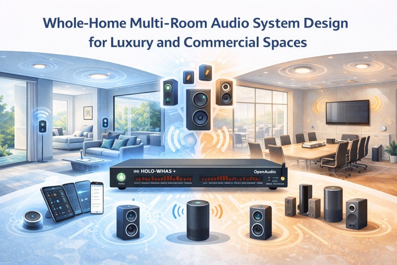 Whole-home multi-room audio system design for luxury homes and commercial spaces